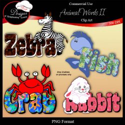 Animal Words II - CU Clipart by Boop Designs
