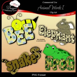 Animal Words I - CU Clipart by Boop Designs