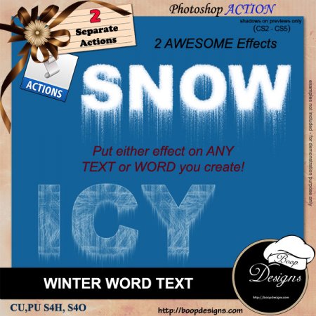 Winter Word Text - ACTION by Boop Designs